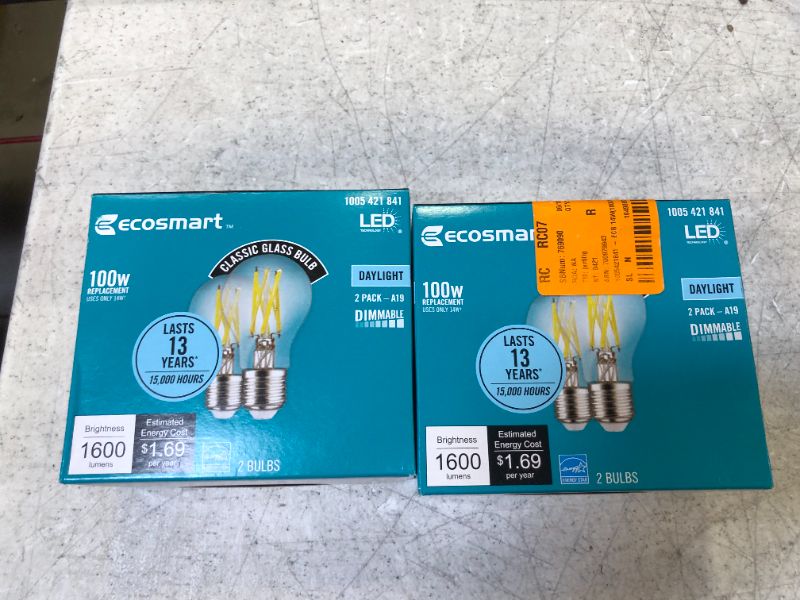Photo 3 of 100-Watt Equivalent A19 ENERGY STAR and CEC Dimmable LED Light Bulb in Daylight (2-Pack) 2 pack 
