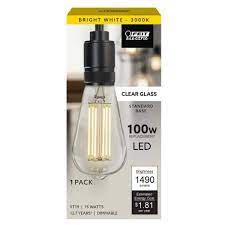 Photo 1 of 100-Watt Equivalent ST19 Dimmable Straight Filament Clear Glass Vintage Edison LED Light Bulb, Bright White
