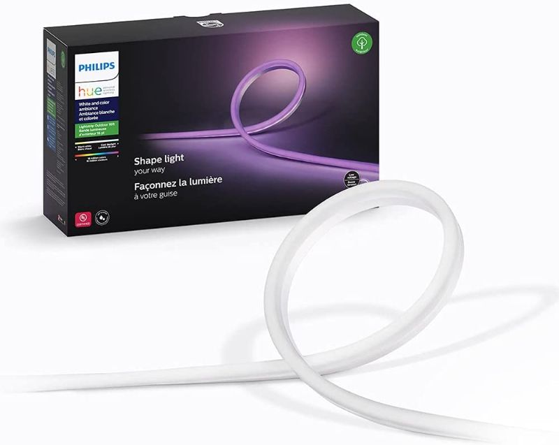 Photo 1 of Philips Hue Smart Outdoor Lightstrip, 5m/16ft, (Voice Compatible with Amazon Alexa, Apple Homekit, and Google Home, Hue Hub Sold Separately),White
