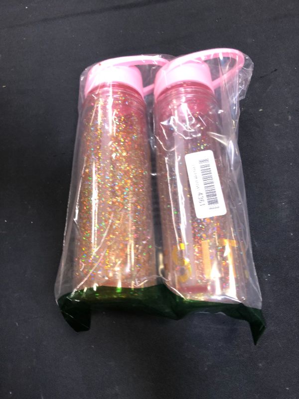 Photo 1 of 2pack pink sparkly water bottles