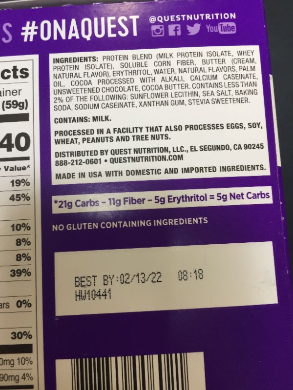 Photo 1 of 2 BOXES Quest Nutrition Double Chocolate Chip Protein Cookie, High Protein, Low Carb, 12 Count BEST BY 2/13/22