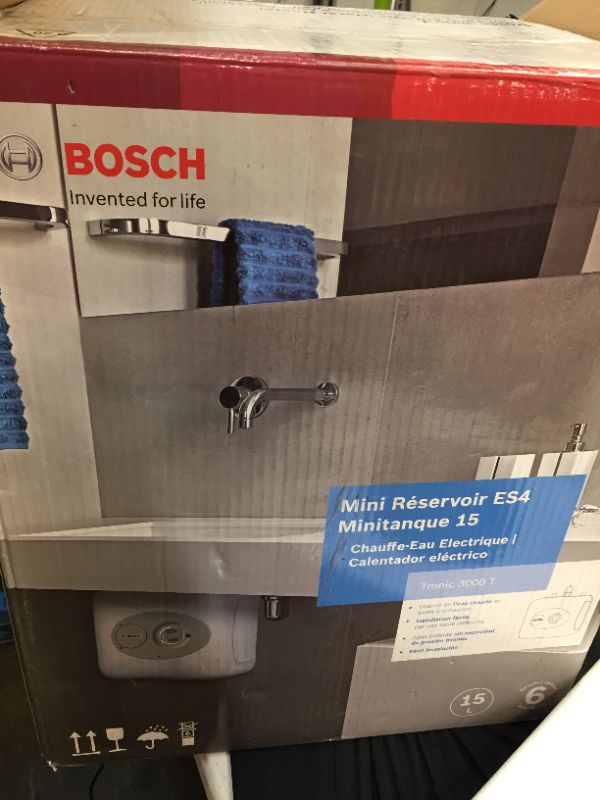 Photo 2 of Bosch Electric Mini-Tank Water Heater Tronic 3000 T 4-Gallon (ES4) - Eliminate Time for Hot Water - Shelf, Wall or Floor Mounted
