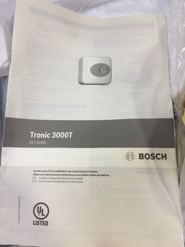 Photo 4 of Bosch Electric Mini-Tank Water Heater Tronic 3000 T 4-Gallon (ES4) - Eliminate Time for Hot Water - Shelf, Wall or Floor Mounted
