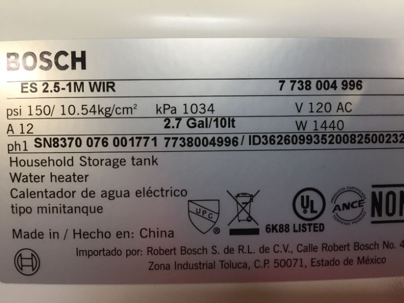 Photo 7 of 2.5 Gal. Electric Point-of-Use Water Heater