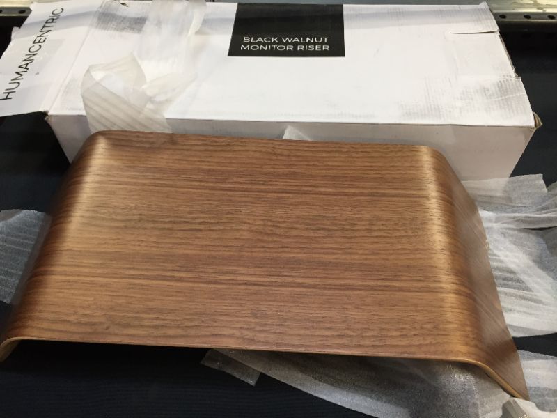 Photo 1 of HumanCentric Wood Monitor Stand and Computer Riser for Desk (Black Walnut) | Wooden Shelf Stand for Monitors, Computers, Laptops, Desktops, PCs to Organize Home & Office | Patented
