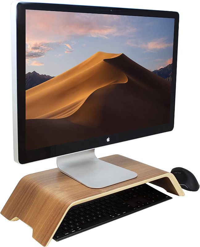 Photo 1 of HumanCentric Wood Monitor Stand and Computer Riser for Desk (Black Walnut) | Wooden Shelf Stand for Monitors, Computers, Laptops, Desktops, PCs to Organize Home & Office | Patented
