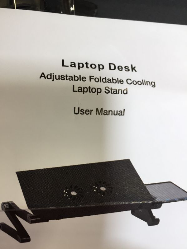 Photo 4 of Adjustable Laptop Stand, Laptop Table for Bed/Recliner/Sofa- Birthday Gifts for Women, Man, Mom, Dad, Student, Friend- Couch Lap Top Desk, with Large Cooling Fan & Mouse Pad--missing charger 
