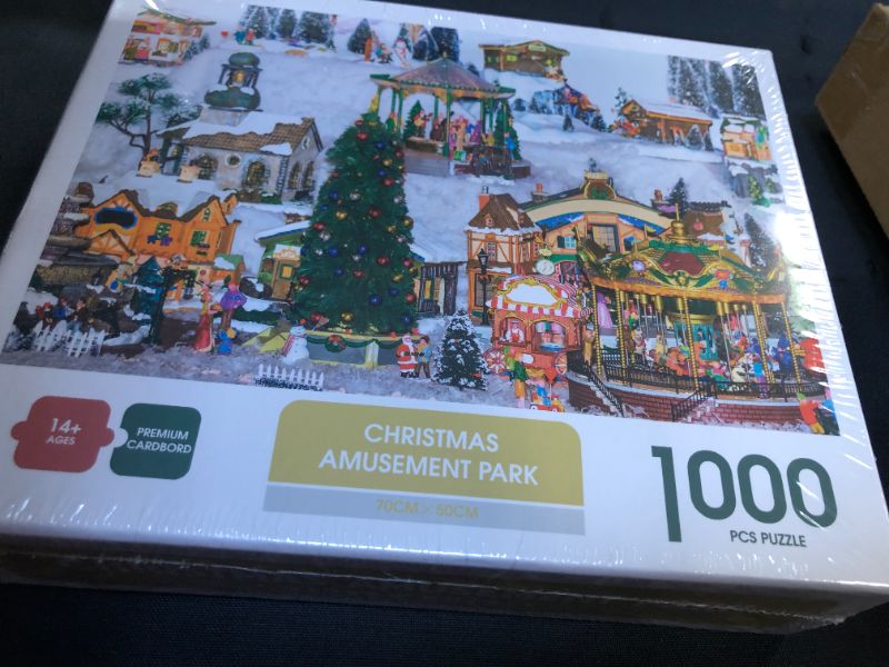 Photo 2 of Amazqi Jigsaw Puzzles 1000 Pieces for Adults - Christmas Amusement Park - as for Family and Friends
