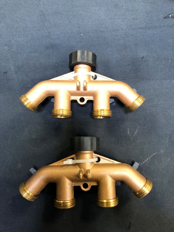 Photo 2 of 4-Outlet Brass Hose Faucet Manifold, Set of 2
