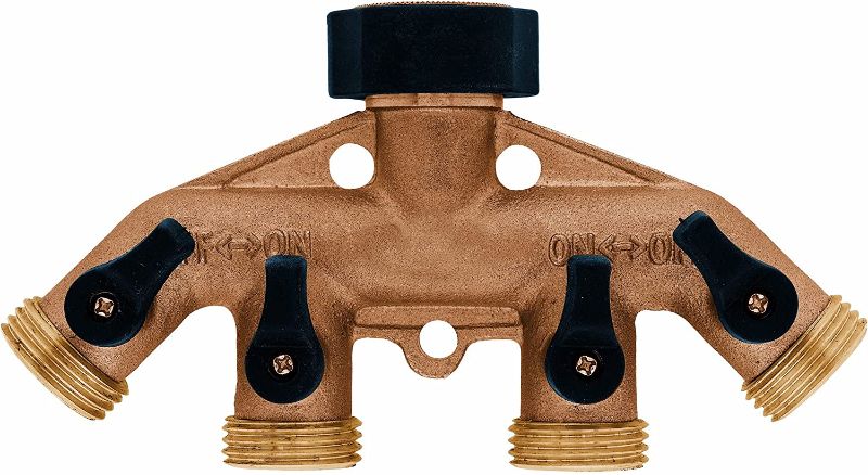 Photo 1 of 4-Outlet Brass Hose Faucet Manifold, Set of 2
