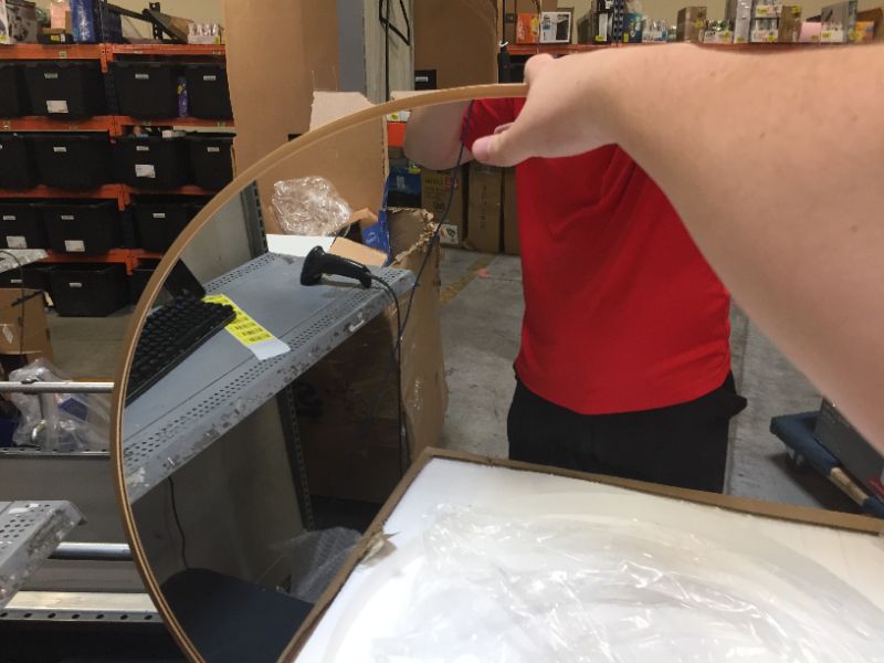 Photo 1 of 32" gold round vanity mirror 