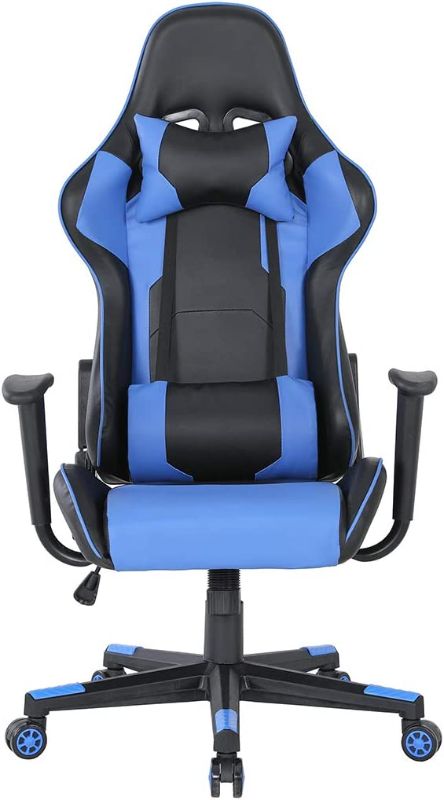 Photo 1 of Separate Gaming Chair Blue Computer Ergonomic Video Game Chair for Adults Teens with 3D Arms, Headrest and Back Support Lumbar Support Adjustable Height Swivel Recliner for Home Office Blue
