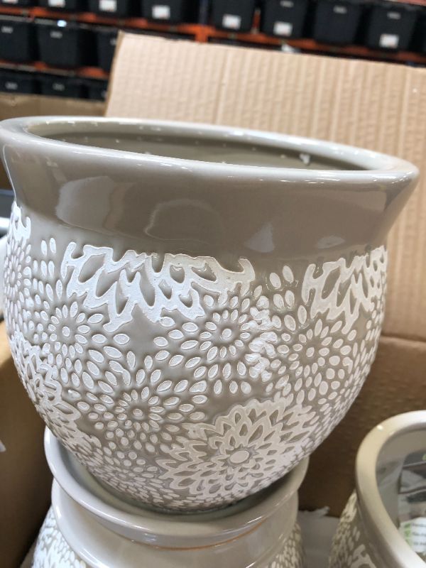 Photo 2 of 4 PK Southern Patio Farrah 7.1 in. x 6.9 in. Gray Ceramic Indoor Pot