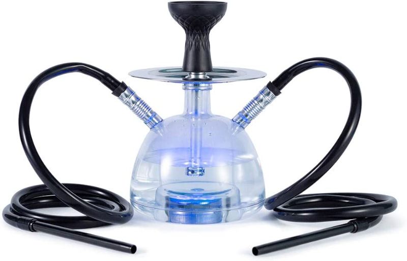 Photo 1 of Acrylic Large Capacity Bubble Hookah Set,Lengthened Silicone Double Hose Hookah with Multicolor LED Light and Remote Control
