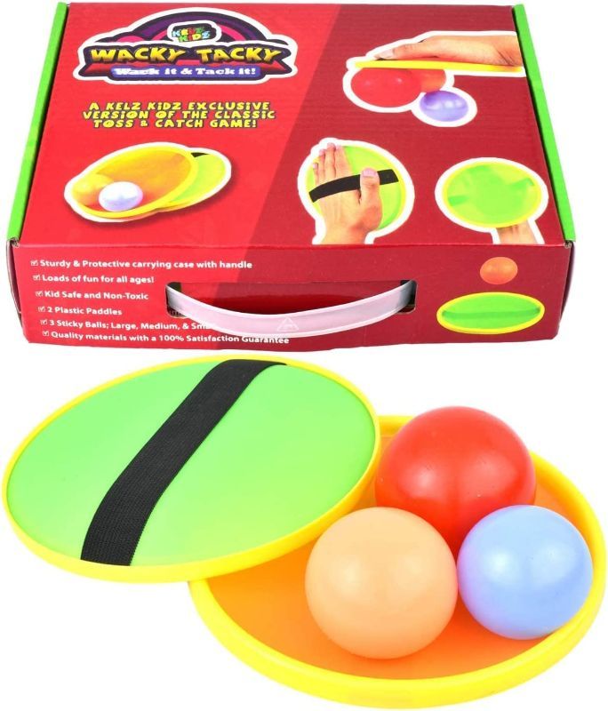 Photo 1 of KELZ KIDZ Premium Exclusive Wacky Tacky Toss and Catch Sticky Balls and Paddle Toy - Great Backyard or Beach Game!. 2 COUNT
