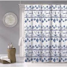 Photo 1 of 100% Cotton 70 in. x 72 in. Marine Printed Shower Curtain
