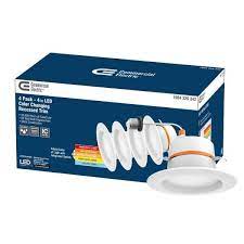 Photo 1 of 4 in. CEC T20 New Construction or Remodel White Dimmable LED Recessed Trim Adjustable Color Changing Technology (4-Pack)
