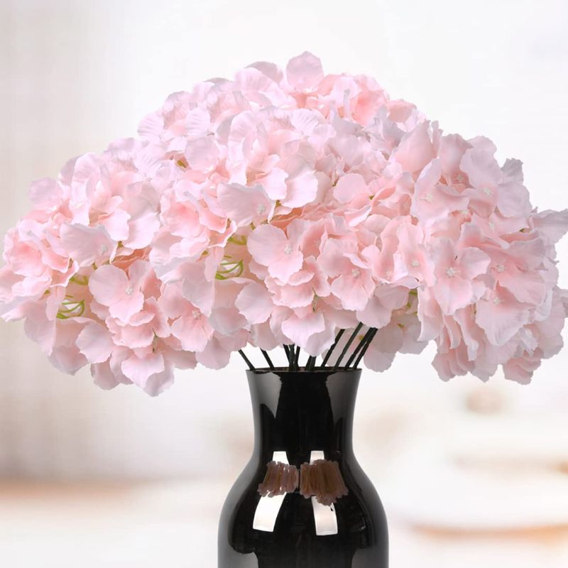 Photo 1 of ZFProcess Artificial Flowers Wedding Home Centerpieces, Fake Silk Hydrangea Flowers Bouquets Arrangement 5 Heads with Stems for Home Table Party Decoration, Pack of 3(Pink) [ factory sealed ] 
