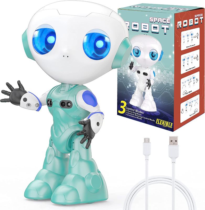 Photo 1 of [2022 New] Smart Robots Toy for Kids, with Talking Recording and Gesture Sensing Mini Robot Travel Toys for Stocking Stuffers Birthday Gift, Present for 3-9 Years Old Kids Boys Girls (Blue)
