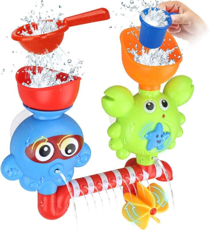 Photo 1 of GOODLOGO Bath Toys Bathtub Toys for 1 2 3 4 Year Old Kids Toddlers Bath Wall Toy Waterfall Fill Spin and Flow Non Toxic Birthday Gift Ideas Color Box (Multicolor)