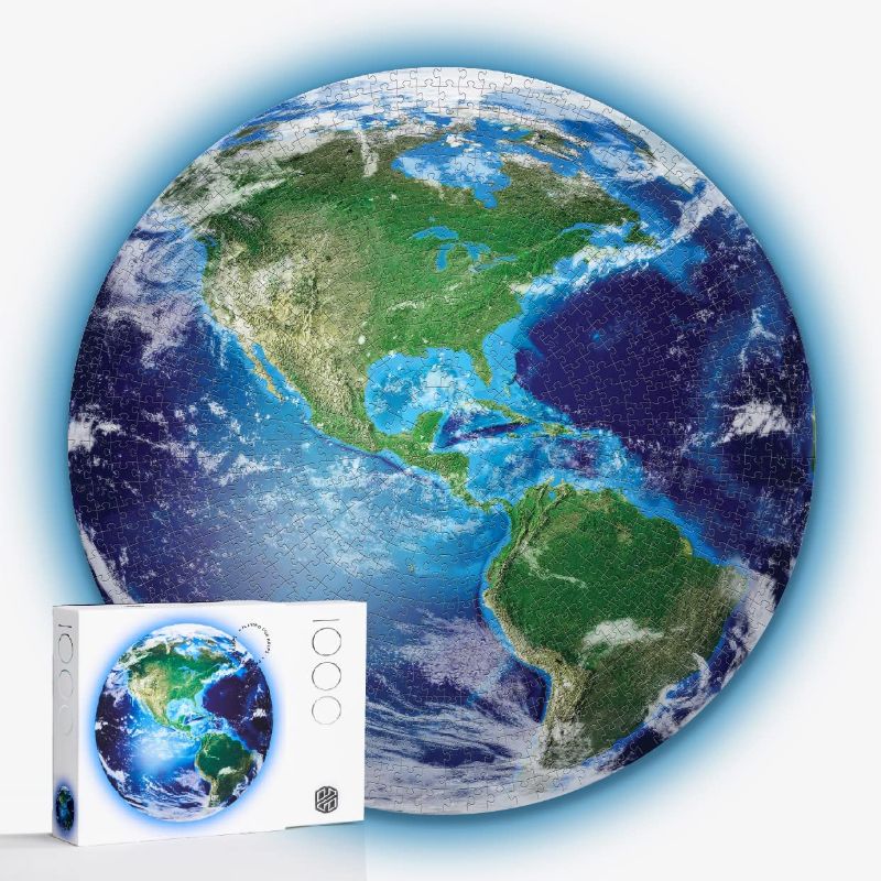 Photo 1 of Earth Puzzles for Adults 1000 Piece - Premium Jigsaw Puzzle, Wall Art, Mindfulness Game for Kids, Teens and Adults, NASA Space Round Puzzle, Fun Games