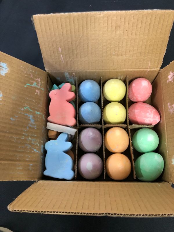 Photo 2 of 18 Pieces Easter Sidewalk Chalk Set with Easter Colorful Eggs and Rabbits Sidewalk Chalk Bulk for Kids Easter Basket Stuffers Gifts
