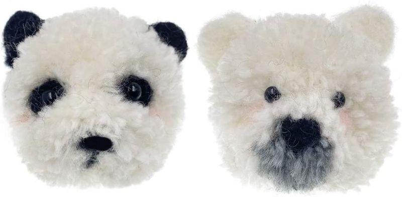 Photo 1 of Wool Queen Pompom Adorable Animals DIY Kit, Makes 2 Pom Pets Great for Arts & Crafts Easy for Kids and Beginners-White Bear & Panda
