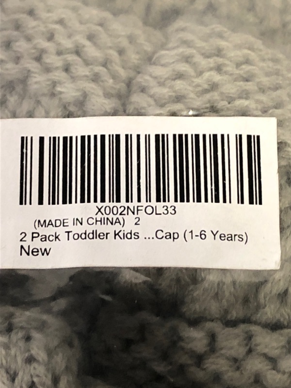 Photo 1 of 2 Pack Toddler Kids Winter Warm Fleece Lined Beanie Hats for Boys and Girls Crochet Hairball Knit Cap (1-6 Years)
