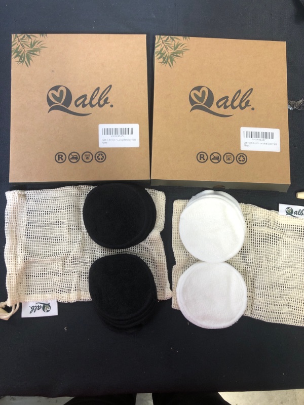 Photo 2 of 2 PACK Qalb Makeup Pads Reusable Cotton Rounds 16 Pack - 100% Organic Bamboo Washable Makeup Remover Pads and Facial Wipes for All Skin Types - Extra Soft Eco-Friendly Cotton Pads for Face with Laundry Bag
