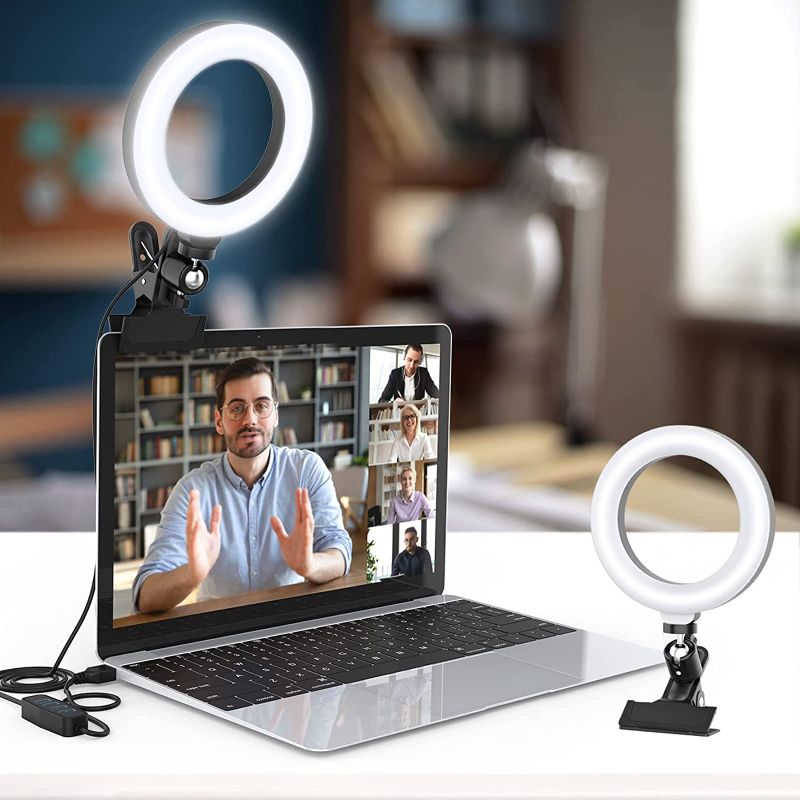 Photo 1 of Ring Light for Computer, Video Conference Lighting, Laptop Light with Clamp for Video Calls, Zoom Meetings, Online Teaching, Webcam Lighting, Live Streaming, Self Broadcasting, Virtual Chat
