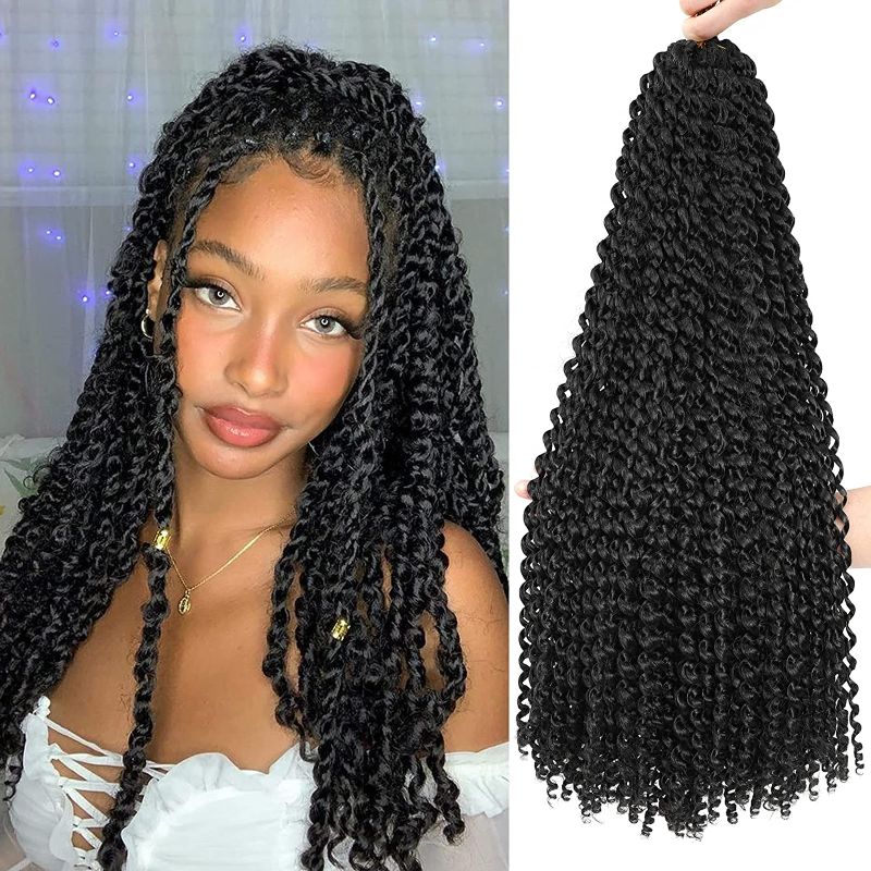 Photo 1 of Passion Twist Hair 8 Packs Water Wave Crochet Hair 20 Inch Passion Twist Crochet Hair For Black Women Water Wave Braiding Hair For Passion Twists, Spring Twist Hair, Faux Locs, Butterfly Locs (20 Inch,8 Packs,#1B)
