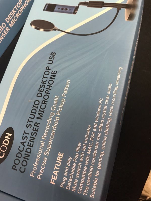 Photo 1 of CODN USB Microphone, Condenser Microphone for Computer, Professional 192KHZ/24Bit Streaming Podcast Gaming Mic Kit with Adjustable Stand, Pop Filter, Volume Adjustment, Mute Button for YouTube, Studio
