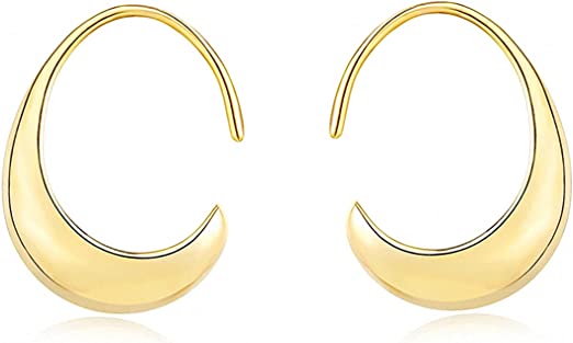 Photo 1 of STARONE 14K Gold Hoop earrings for women , Hypoallergenic Large Girl's Sterling Silver earrings Set Multiple Hoops, 2 COUNT

