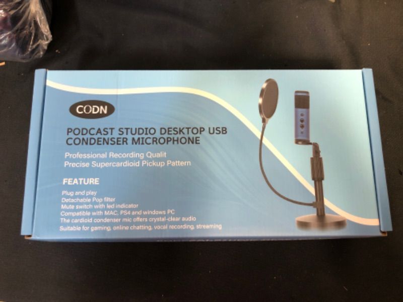 Photo 2 of CODN USB Microphone, Condenser Microphone for Computer, Professional 192KHZ/24Bit Streaming Podcast Gaming Mic Kit with Adjustable Stand, Pop Filter, Volume Adjustment, Mute Button for YouTube, Studio
