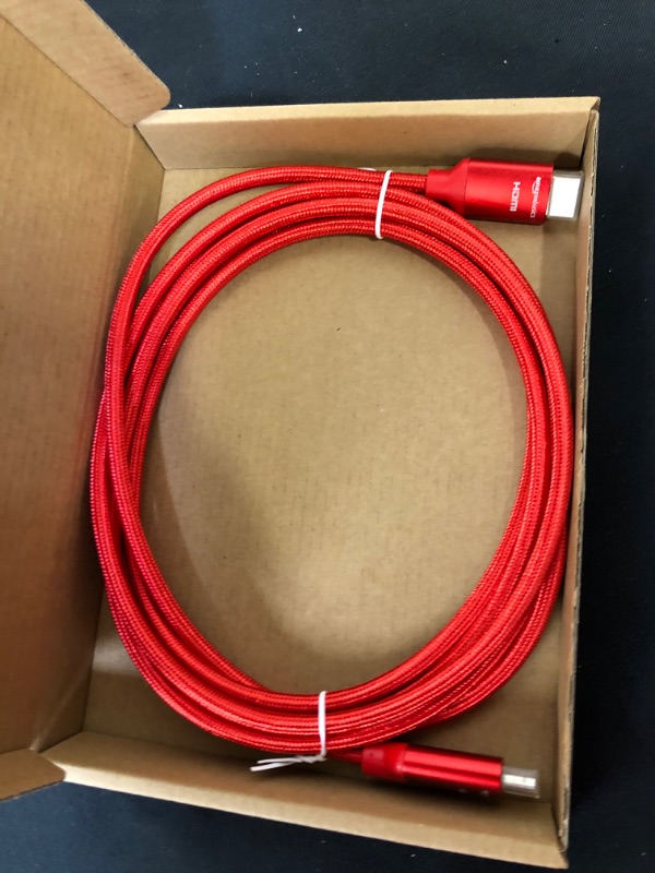 Photo 1 of Amazon Basics 10.2 Gbps High-Speed 4K HDMI Cable with Braided Cord, 10-Foot, Red

