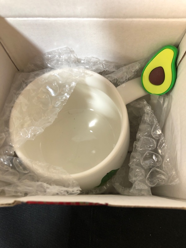 Photo 1 of Ceramic Mug Coffee Cup porcelain cup With Lid Spoon And Handle-Avocado Creative Funny Cartoon Water Cup, Tea Cup, Soup, Latte, Milk, Cappuccino ,Dishwasher Cleaning, High Temperature Resistanc
