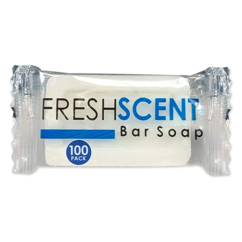 Photo 1 of FRESHSCENT 0.5 oz Bar Soap (100 Pack) Hotel Travel Size, Individually Wrapped, Vegetable Based, Bulk Amenities and Toiletries for Hospitality