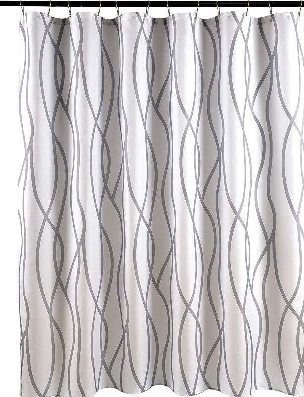 Photo 1 of Biscaynebay Textured Fabric Shower Curtain 72 Inches by 72 Inches, Silver Grey Dancing Printed Bathroom Curtains Machine Washable