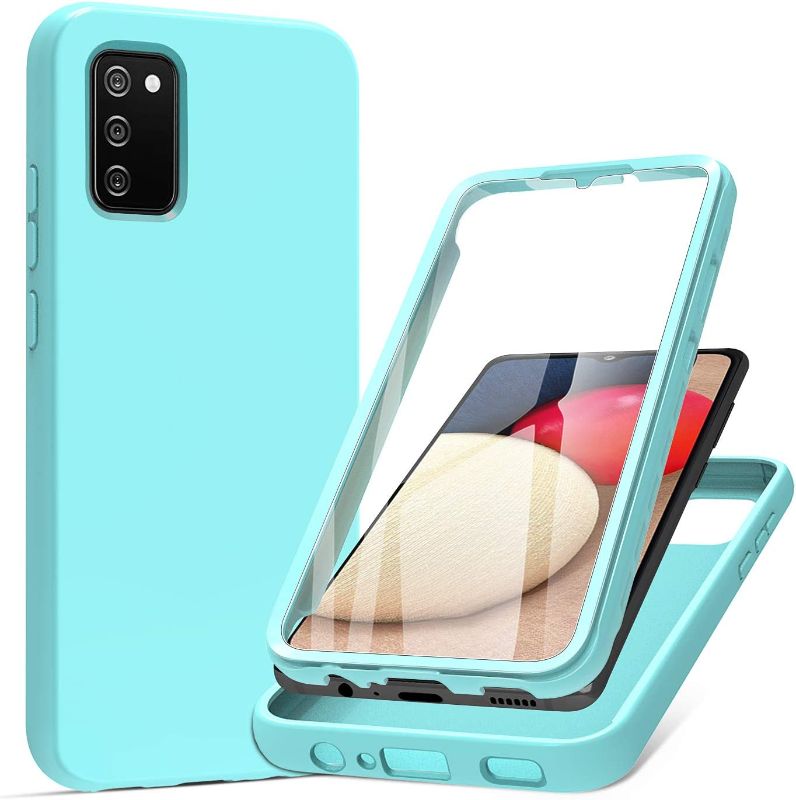 Photo 1 of PULEN for Samsung Galaxy A12 Case with Built-in Screen Protector, Rugged PC Front Cover + Soft TPU Non-Slip Back Cover, Shockproof Full-Body Protective Case Cover (Green) pack of 5
