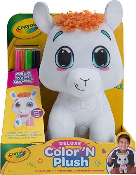 Photo 1 of Crayola Deluxe Color ‘N Plush Llama, 10” Stuffed Animal - Draw, Wash, Reuse – with 2 Ultra-Clean Washable Fine Line Markers, 1 Ultra-Clean Washable Broad Line Marker, 1 Washable Stamp Marker
