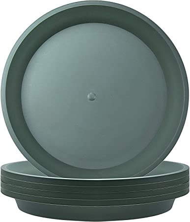 Photo 1 of 5 Pack Green Plant Saucer Heavy Duty Sturdy Drip Trays for Indoor and Outdoor Plants (4 inch, Round)
