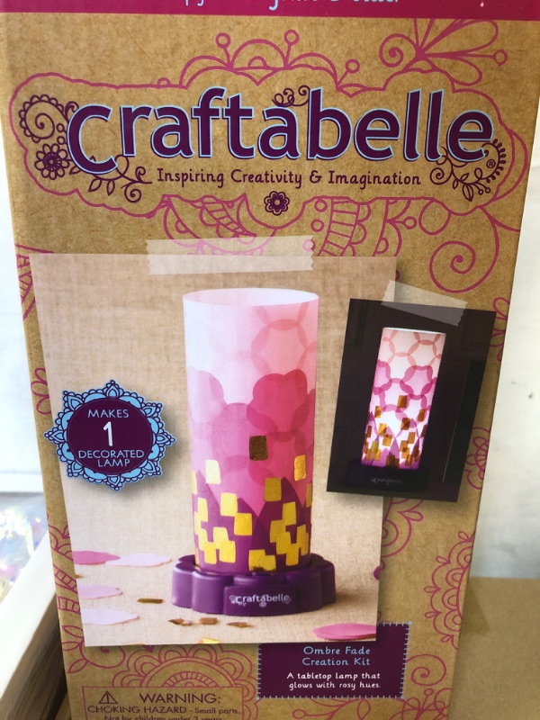 Photo 2 of Craftabelle – Ombre Fade Creation Kit – Lampshade Decorating Kit – 323pc LED Lamp Set with Fabric & Accessories – DIY Arts & Crafts for Kids Aged 8 Years +
