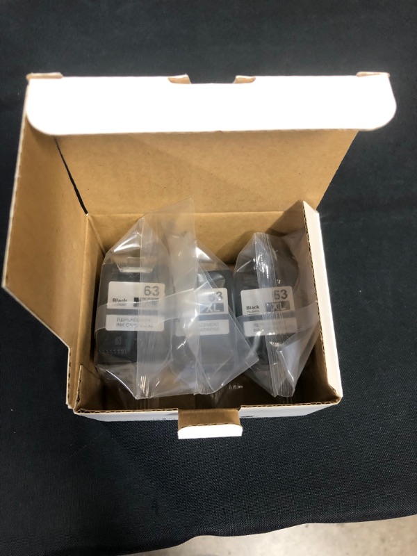 Photo 1 of ejet Remanufactured 63XL Black Ink Replacement for HP 63XL Black Ink Cartridge, High Yield Work with OfficeJet 3830 4650 5255 Envy 4520 4512 4516 Deskjet 1112 3630 3634 3639 3632 2132 Printer 1 + 2Pcs