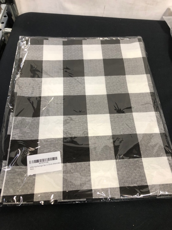 Photo 2 of Buffalo Plaid Rectangle Tablecloth Cotton Linen Check Plaid Table Cover for Christmas Party Wedding Table Decoration ( 55 x 70 Inch, White & Black )