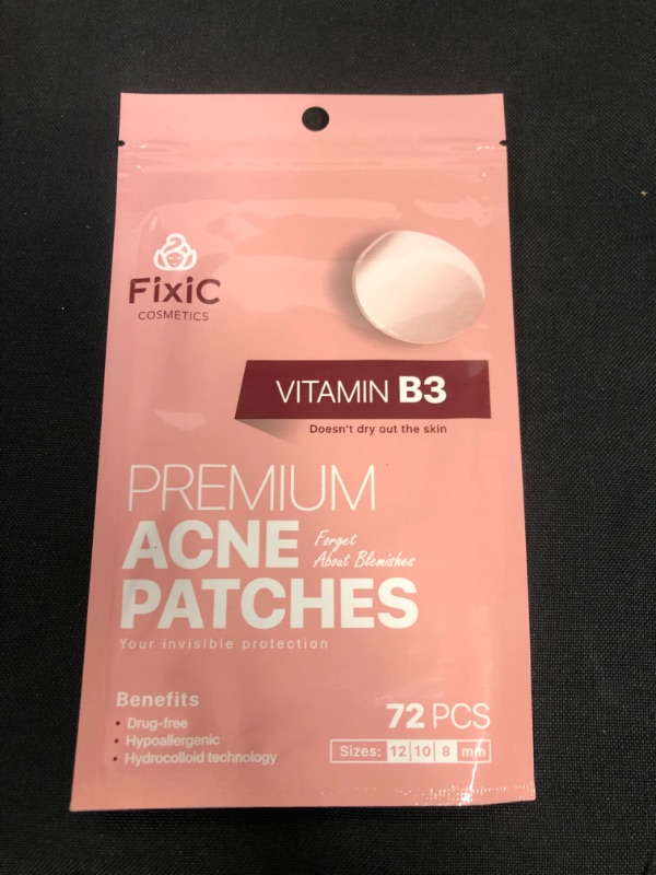 Photo 2 of Hydrocolloid Acne Patches 72 PCS Fixic Cosmetics - Vitamin B3 Pimple Patches 3 SIZES - Acne Spot Treatment - Effective Pimple Patch - Invisible Pimple Popper - Cruelty & Parabens Free Zit Patch!  --bb 2023