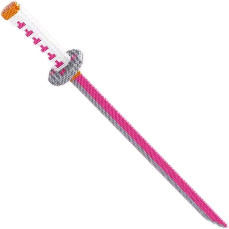 Photo 1 of 389 Pcs Zenitsu Sword Splicing Building Block Model, Cosplay Anime Swords, Handmade Katana Samurai Sword (Pink)