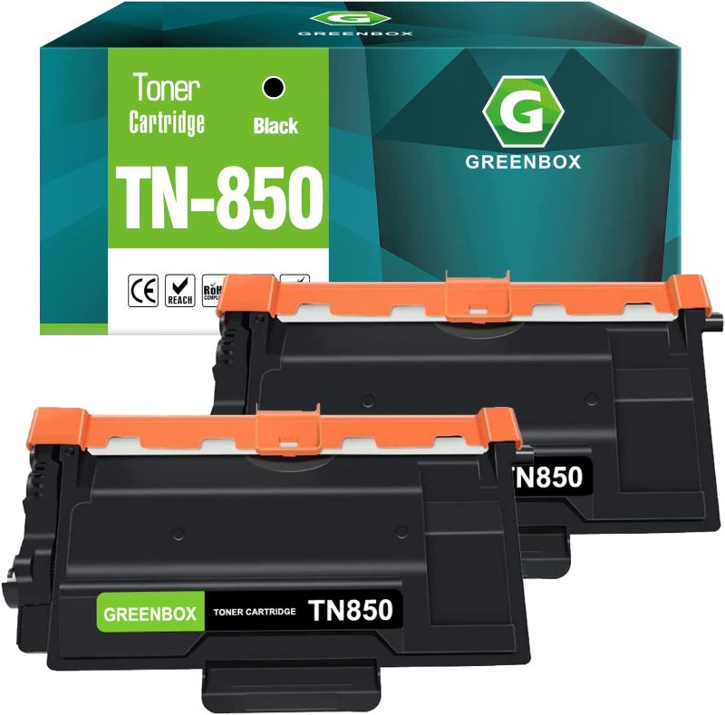 Photo 1 of  2 Packs of GREENBOX Compatible Toner Cartridge Replacement for Brother TN850 TN-850 TN-820 TN820 for Brother DCP-L5500DN DCP-L5600DN MFC-L5700DW HL-L5000D MFC-L5800DW MFC-L5850DW HL-L5100DN Printer (2 Black)