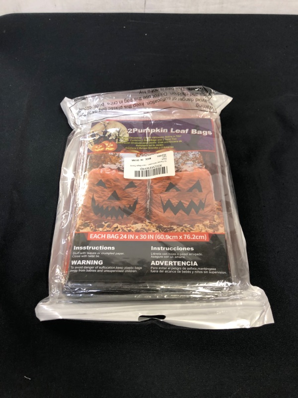 Photo 2 of 16 Pieces Halloween Pumpkin Lawn Bags Plastic Leaf Bags Pumpkin Jack-O Pattern Lawn Bags for Outdoor Fall Halloween Trash Bag Decoration Fall Plastic Leaf Trash Bags