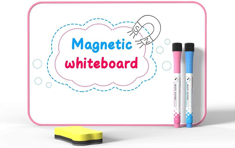 Photo 1 of Generic Kids Small Whiteboard, Dry Erase Board for Kids, Double Sided Dry Erase Board, Magnetic Mini Whiteboard for School Home Office (Pink)  --factory sealed--