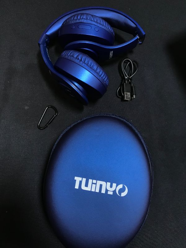 Photo 4 of Bluetooth Headphones Wireless,TUINYO Over Ear Stereo Wireless Headset 40H Playtime with deep bass, Soft Memory-Protein Earmuffs, Built-in Mic Wired Mode PC/Cell Phones/TV-Dark Blue
